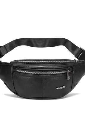 Orrin Sports Genuine Leather Black Waist Bag, Fanny pack.NWOT. Unisex.